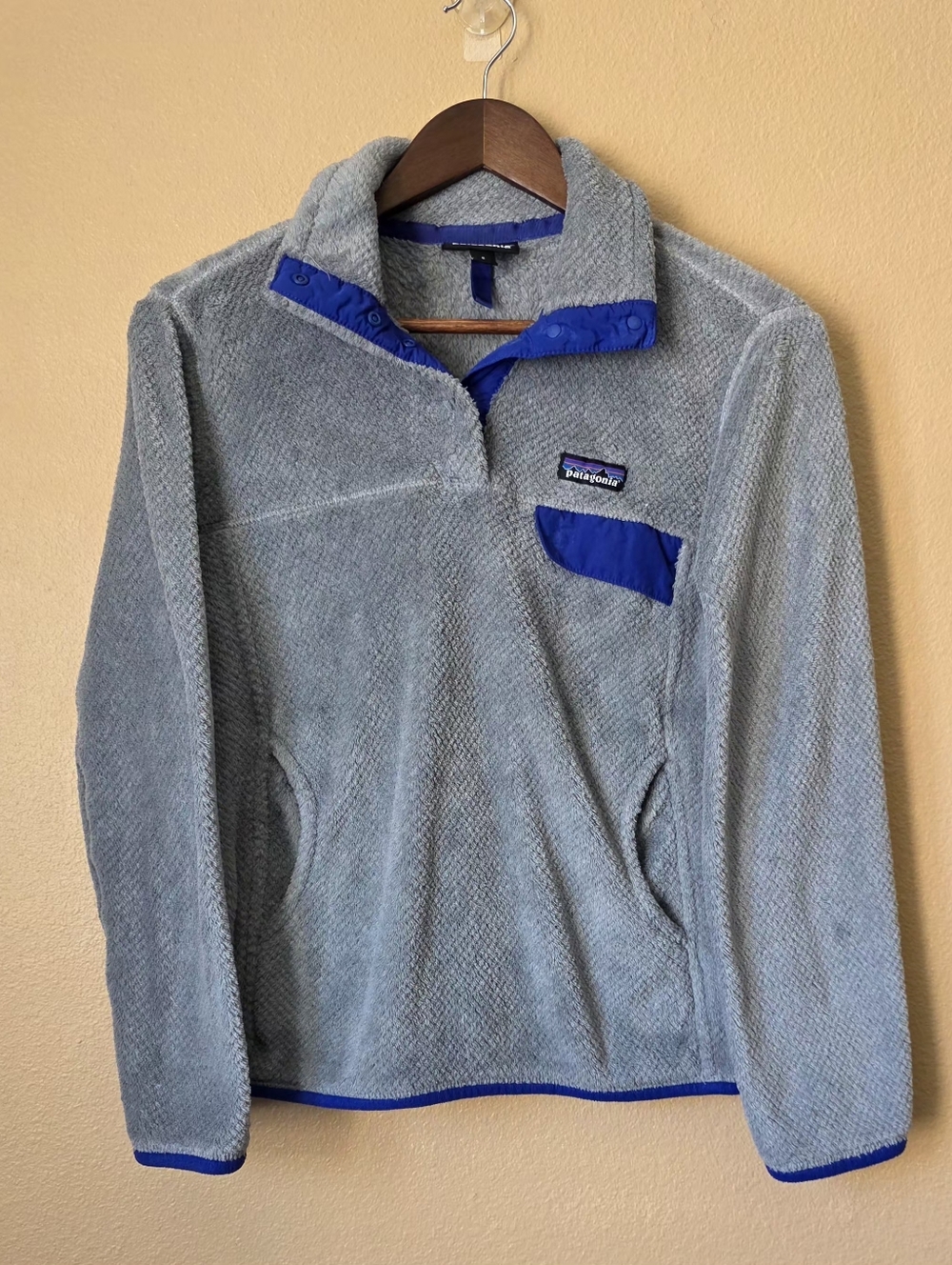 Patagonia Women's Re-Tool Snap-T Pullover Grey And Blue Polartec Size Small